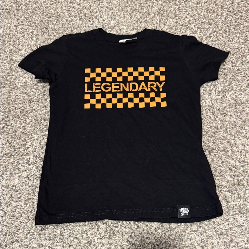 Kids Legendary Graphic Tee - Black with Orange Check